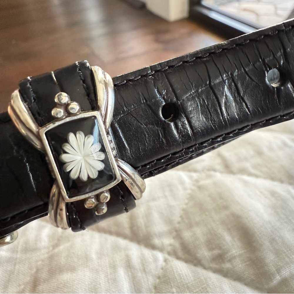 Brighton Black and Silver Floral Accent Belt